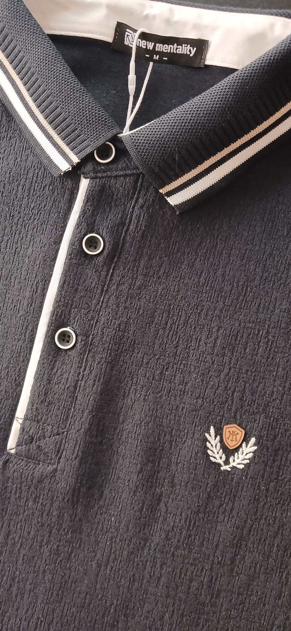 Polo New Mentality beige/Azul/gris