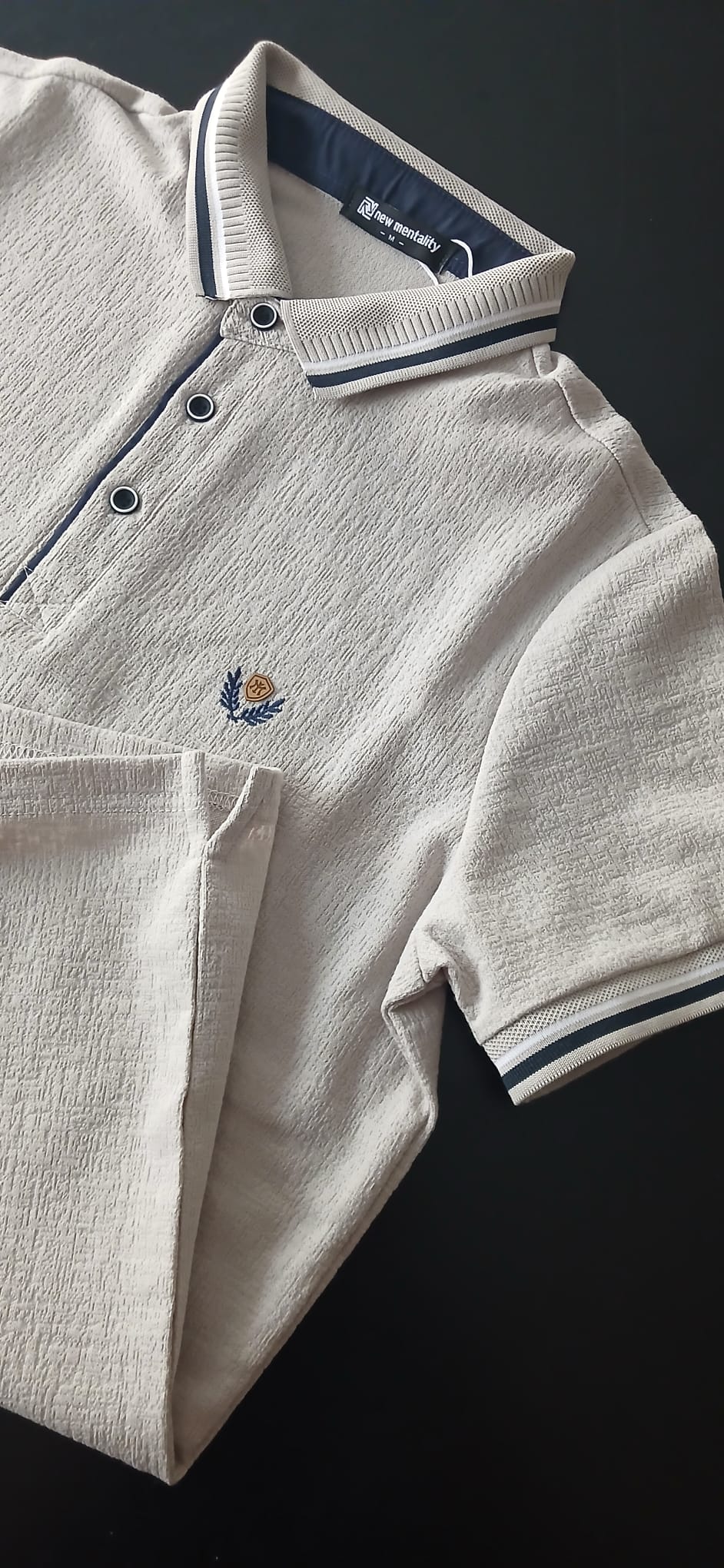 Polo New Mentality beige/Azul/gris