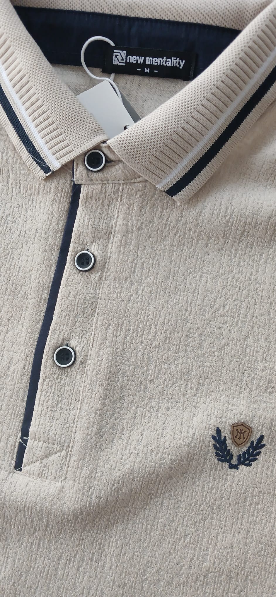 Polo New Mentality beige/Azul/gris