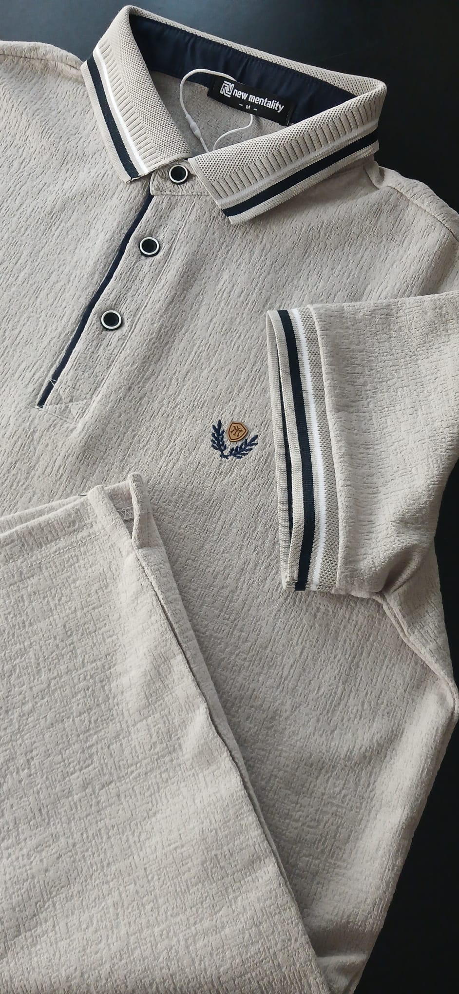 Polo New Mentality beige/Azul/gris